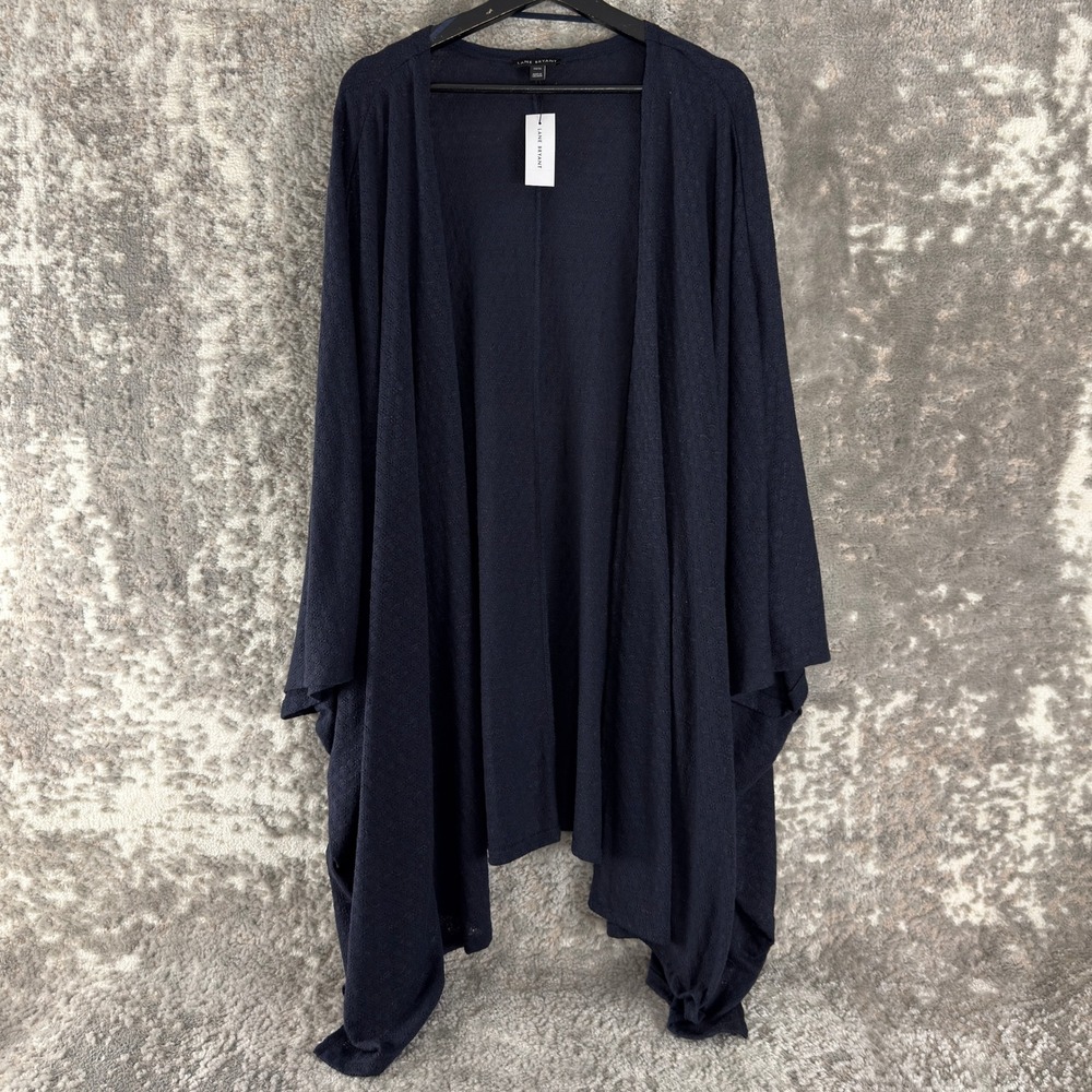 New Lane Bryant Plus Size 34/36 Linen Blend Open Front Cardigan Navy‎ Blue Women